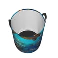 thumbnail image 2 of KLL Underwater Fish Turtle Waterproof Foldable Laundry Hamper Bucket with Handles for Storage Bin,Kids Room,Home Organizer (Small ), 2 of 7