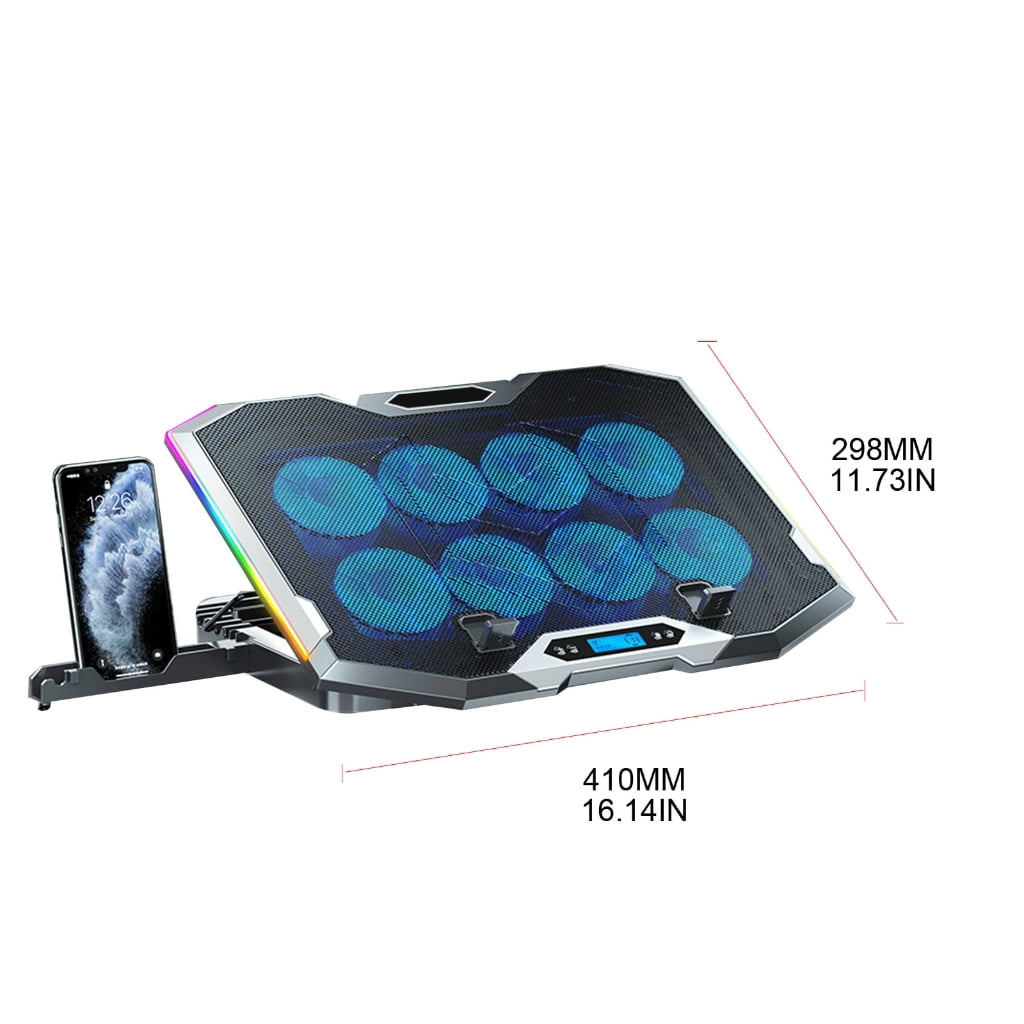 Laptop Cooling Pad RGB PC Fan Cooler Notebook Stand Computer Cooling Bracket 8 Quiet Fans PC Radiator with Phone Stand