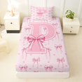thumbnail image 3 of Erosebridal Cartoon Stripes Bow Twin Sheet Sets 3pcs For Teens,Girls Pink Personalized Initial P Bedding, 3 of 5