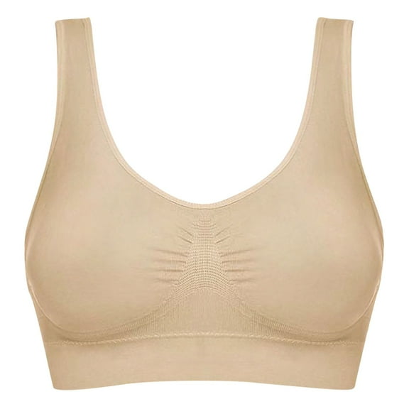 Sngxgn Womens Adjustable Thin Strap Sports Bra - Padded Wireless Workout Yoga Bra(Beige,S)