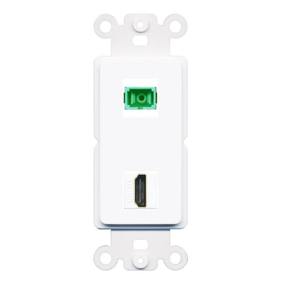 RiteAV 1 Port Fiber Optic Jack SC Simplex APC   HDMI Wall Plate - Rocker White