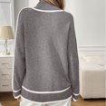 thumbnail image 5 of thefmos Women's Stand Collar Color Block Knit Sweater Loose Fit Long Sleeve Casual Pullover Fashion Fall Winter Outfit, Gray M, 5 of 7