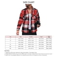 thumbnail image 5 of Chaqueta tipo camisa a cuadros de manga larga para hombre Chaqueta informal con botones y cuello vuelto a la moda con bolsillo Rojo XXL, 5 of 5