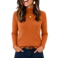 thumbnail image 2 of Womens Slim Fit Mock Neck Sweaters Ribbed Knit Long Sleeve Pullover Tops Casual Basic Underscrub Fitted, 2 of 5