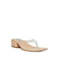 thumbnail image 1 of STEVE MADDEN Womens Clear Padded Claudette Square Toe Block Heel Slip On Heeled Thong Sandals 8.5 M, 1 of 3
