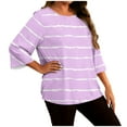 thumbnail image 2 of purcolt Women's Striped Oversized T Shirts 3/4 Sleeve Plus Size Tops Summer Casual Crew Neck Loose Fit Tunic Tops, 2 of 7