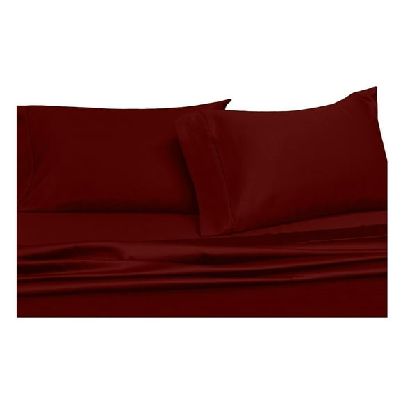 Royal Hotel Literie Unie Bourgogne Split-Très Grand : Draps Ajustables Taille Très Grand, Ensemble de Draps 5 Pcs, 100 % Coton, 300 Fils, Satin Uni, Poche Profonde