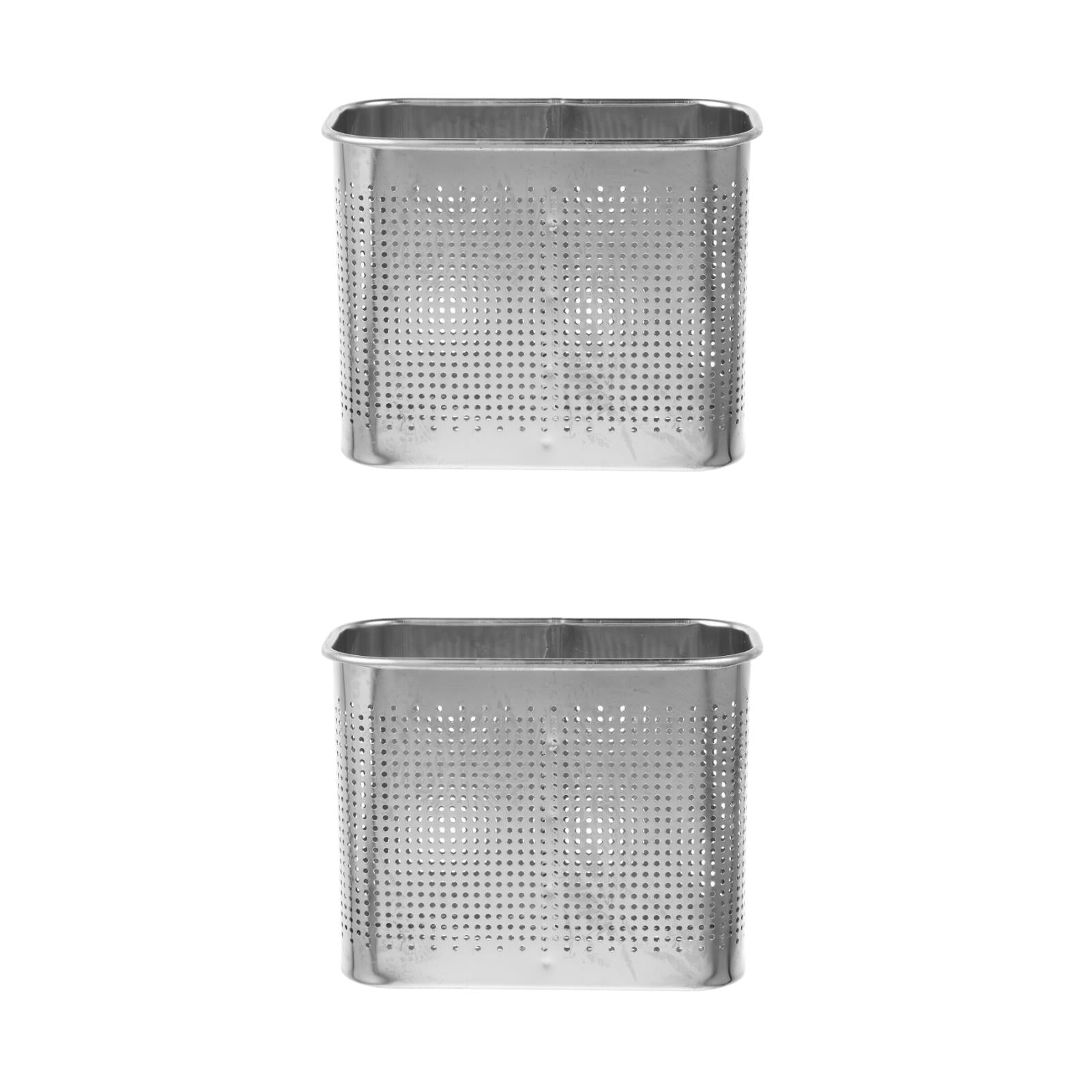 FRCOLOR 2pcs Stainless Steel Chopstick Holder Kitchen Wall Utensil Holder 2-compartment Spoon Holder Hanging Type Cutlery Holder Basket