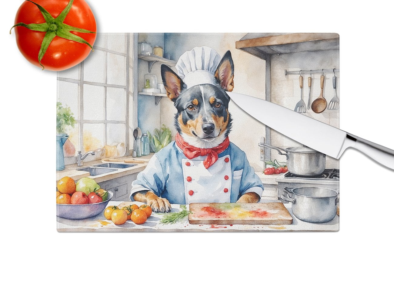 Australian Cattle Dog The Chef Glass Cutting Board 12 in x 15 in