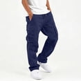 thumbnail image 2 of Besolor Teen Boys Cargo Pants Drawstring Elastic Waist Straight Leg Casual Loose Workout Hiking Kids Trousers with Multi-pocket(14-15 Years,Navy), 2 of 7