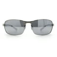 thumbnail image 5 of Mens 90s Rectangular Metal Rim Sport Wrap Arm Sunglasses Silver - Silver Mirror, 5 of 8