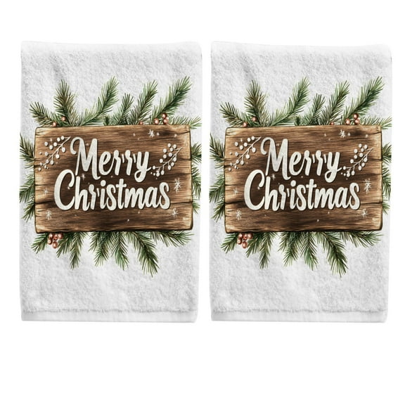 Ryvnso Merry Christmas Leaf Hand Towels Set for Bathroom Cotton Face Towel Decorative 15.5x29.5 inch
