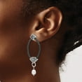 thumbnail image 4 of Black Ti & Sterling Silver FW Cultured Pearl Cable Drop Ear, 4 of 5