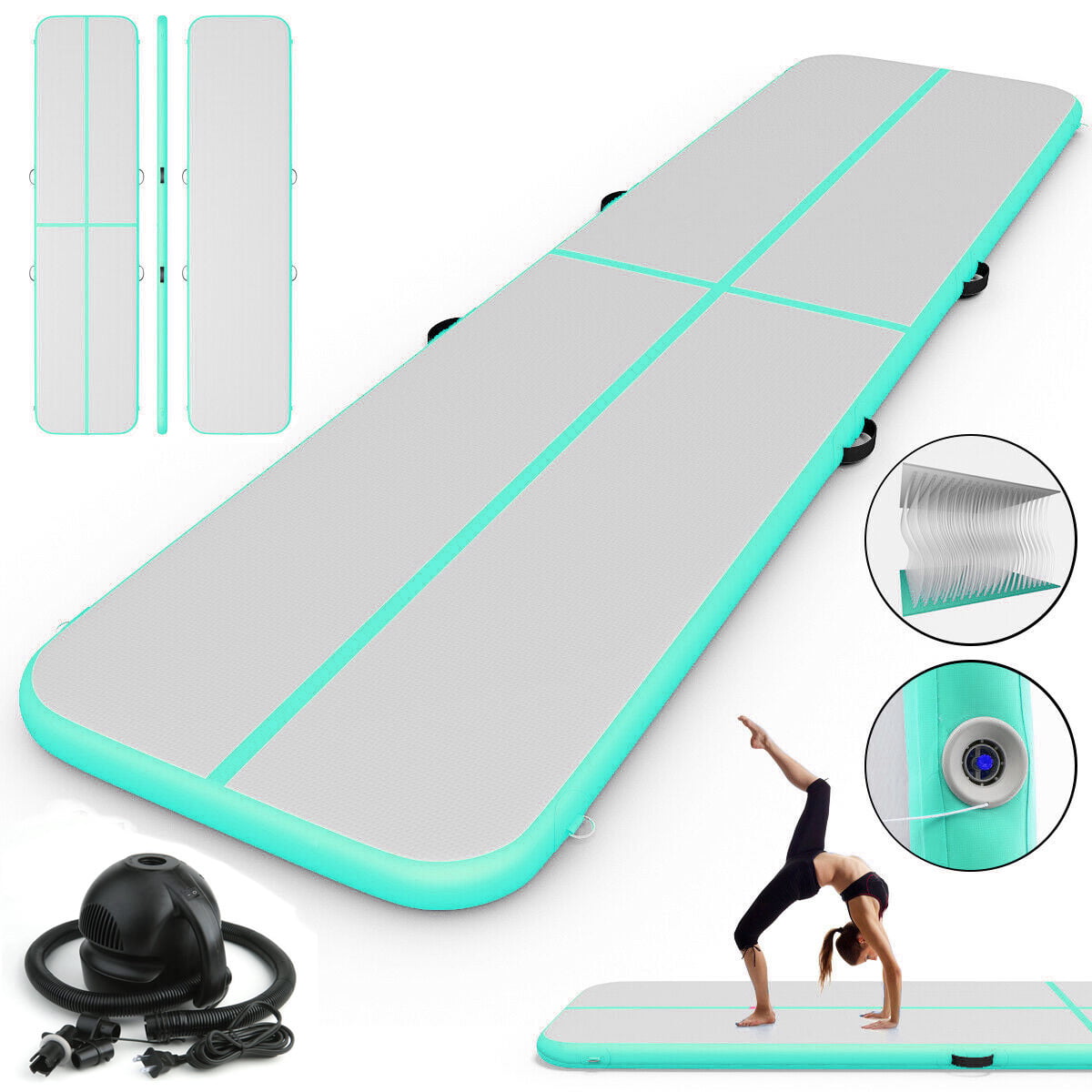 10FT Air track Inflatable Floor Home Gymnastics Tumbling Mat GYM W.Pump Gift US