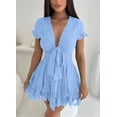thumbnail image 2 of Vestido PRETTYGARDEN Cuello en V Manga Corta con Volantes y Lazo XXL, 2 of 6
