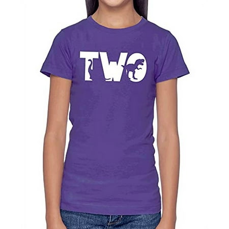 

2nd Birthday Shirt for Girls Dinosaur 2 Year Old Girl Birthday Girl Dino Two T-Shirt Kids Gift Purple