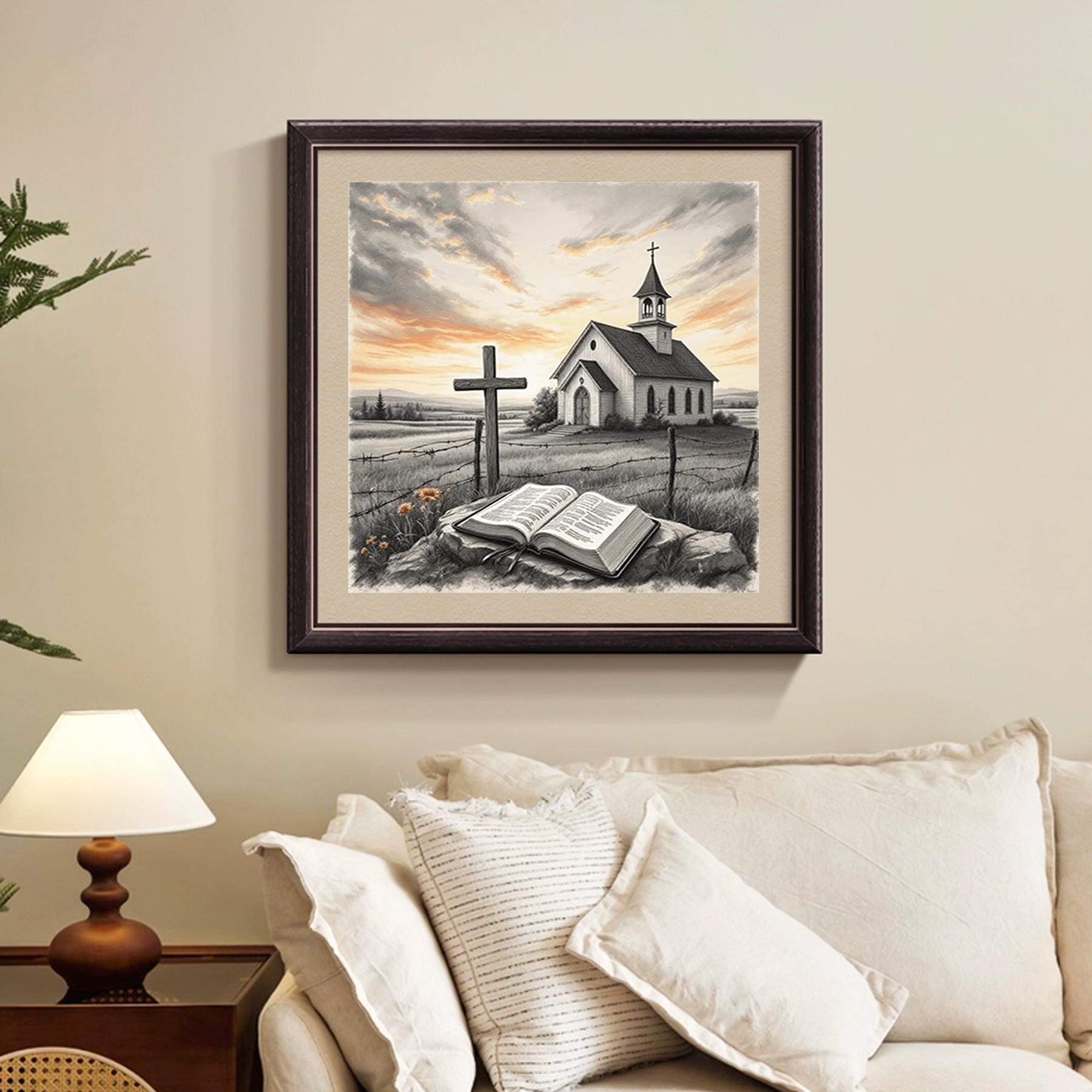 BYGFHLYW Country Church Diamond Painting Kit, 14x14 Inch photo 2