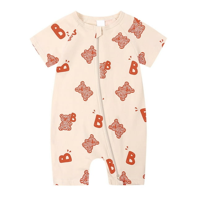 MIASHUI Barboteuse à Fermeture Éclair Bidirectionnelle pour Bébé, Imprimé, une Pièce, Orange, 12-18 Mois