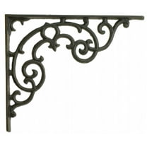 Wall Shelf Bracket - Ornate Pattern - Black Cast Iron - 11.25" Long