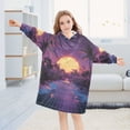 thumbnail image 5 of FORMRS Wearable Blanket Hoodie with Sleeves for Kids Cozy Flannel Sweatshirt, Blue Neon Road, 5 of 7
