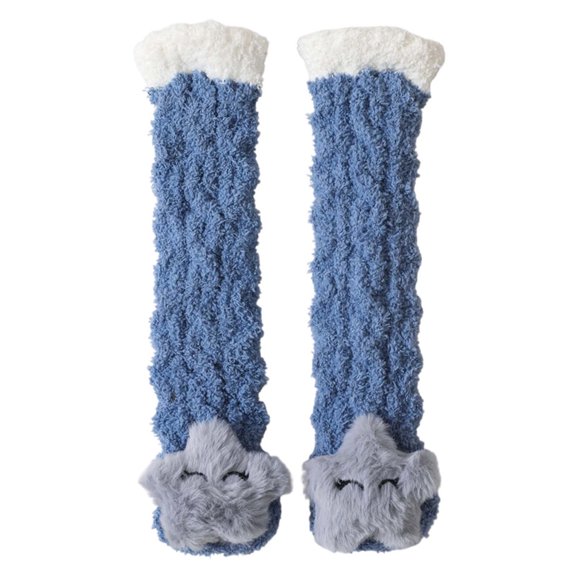 Likimi Fuzzy Fleece Socks For Men And Women Cartoon Thick Winter Warm Casual Soft Sleeping Socks Size S