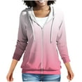 thumbnail image 3 of Womens Lightweight Zip Up Hoodies Gradient Color Hooded Sweatshirt Jacket Fashion Athletic Jackets with Pockets Pink M, 3 of 8
