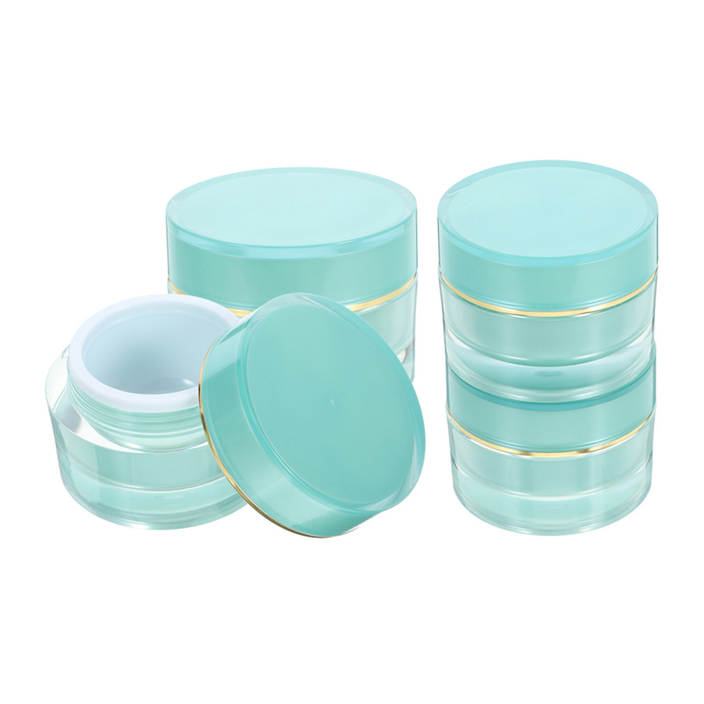 ELAYARD 4Pcs Blue Acrylic Wide Mouth Cream Jars Refillable Leak Proof Containers for Travel