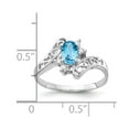 thumbnail image 3 of Solid 14k White Gold 6x4mm Oval Blue Topaz Diamond Engagement Ring Size 8 (.06 cttw.), 3 of 6