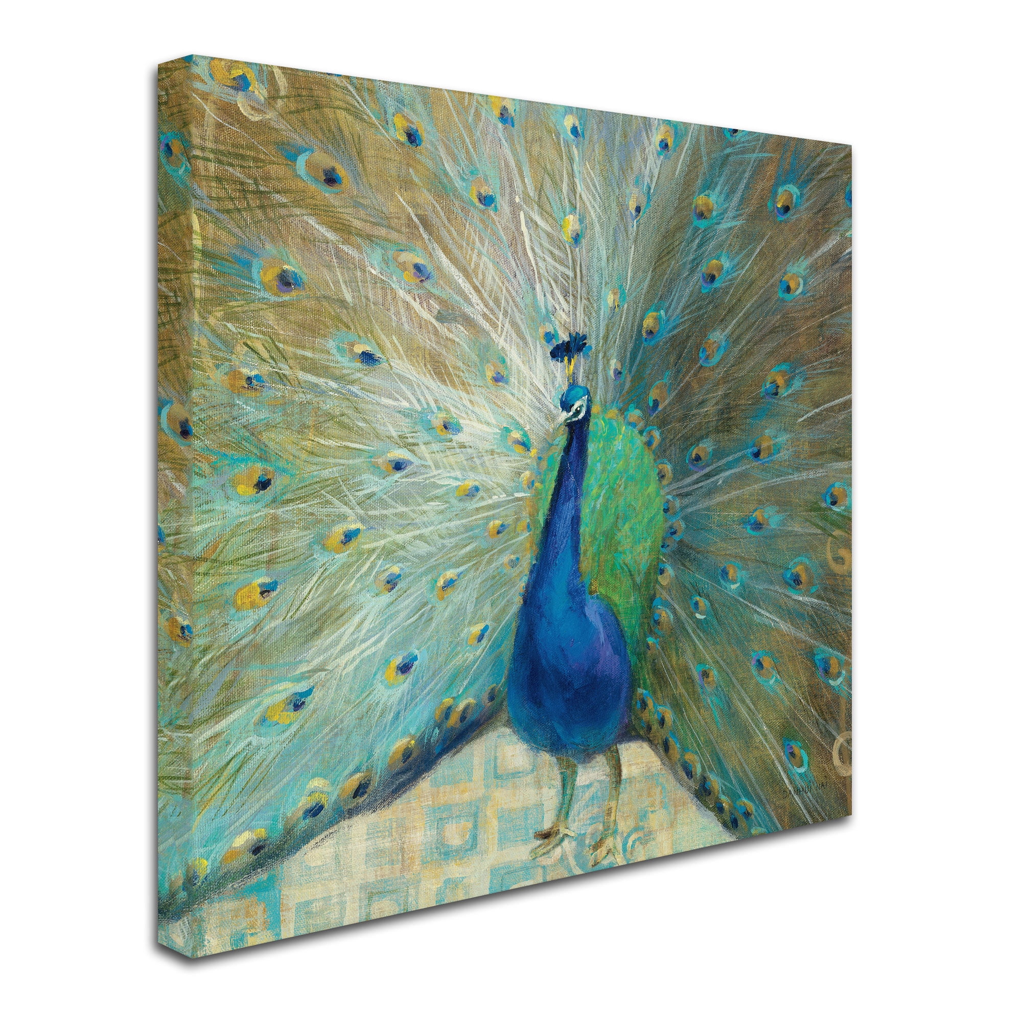 Trademark Fine Art 'Blue Peacock on Gold' Canvas Art by Danhui Nai