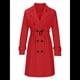 thumbnail image 2 of Gabardina Larga Cruzada de Larga para Mujer, Cortavientos, Clásica, con Solapa y Cinturón. Rojo M, 2 of 6