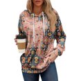 thumbnail image 2 of Hoodies For Women Oversized Winter Cute Sweatshirts Pullover Trendy Fall Clothes, Retro Print Lightweight Design without Pockets for Fall Winter Fashion and Comfort,Pink,2XL, 2 of 8