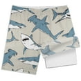 thumbnail image 5 of FASHOFT Boys Swim Trunks with Compression Liner Hawaiian Printed Bathing Suit Quick Dry Beach Poor Swimsuit Kids Swim Shorts Light Gray, 5 of 5