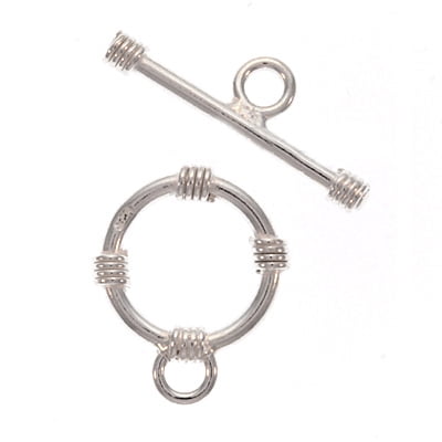 Cross Toggle Clasp - Real Sterling Silver Wrapped Style Toggle Clasp 13mm (1 Set)