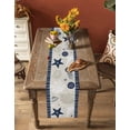 thumbnail image 5 of Ldtrchee Navy Blue Coastal Table Runner 48 Inches, Ocean Nautical Starfish Coral Striped Bed Runner Dresser Scarves Tabletop for Indoor Outdoor Parties/Ceremony/Banquet, 13" x 48", 5 of 8