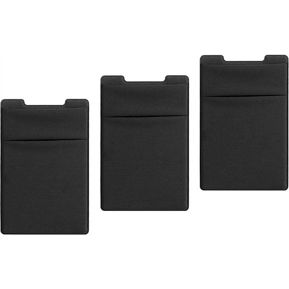 Phone Credit Card Holder Adhesive Wallet Compatible w/iPhone 13/13 Pro/13 Pro Max/14/14 Plus/14 Pro/14 Pro Max - Stick On ID Pocket (Black, Pack of 3)