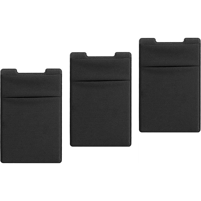 Soporte para tarjeta de crédito para teléfono celular, billetera adhesiva, bolsillo adhesivo, funda universal expandible para teléfono inteligente, funda para tarjeta de identificación (negro, paquete