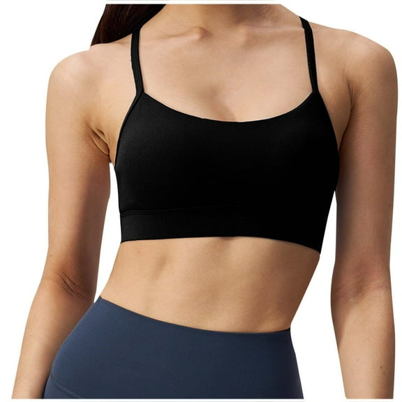 Nylon Sports Bra Bralette for Women - Light Support Wirefree Yoga Bra, Seamless Thin Strap Crop Top for Lounge, Workout, Everyday,Size XL