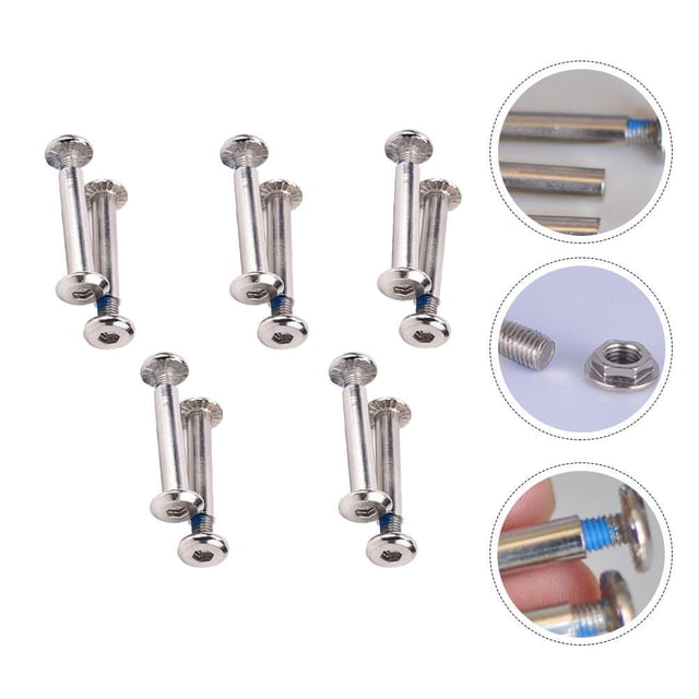 Mobutofu 16Pcs Stainless Steel Bearings Screws Inline Skate Wheel Replacement Durable Metal Silver