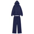 thumbnail image 4 of IWRICH Two Piece Sets for Women Cozy Winter Loungewear Set Wide Leg Pants Sweatshirt Lined Outfits Navy XXL, 4 of 4