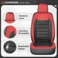 thumbnail image 6 of Coverado Luxury Leather Car Seat Covers Full Set 5 Seats, Automotive Front and Rear Mesh Seat Covers for SUV Sedan Truck, Black & Red, 6 of 6