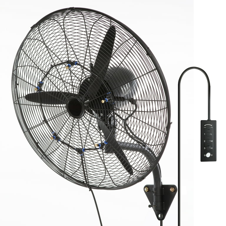 SKYSHALO Wall-Mount Misting Fan Oscillating Metal Fan