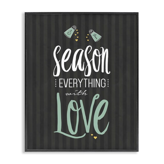 Season With Love Black & Green Black Framed Giclee Art, design by Lettered and Lined