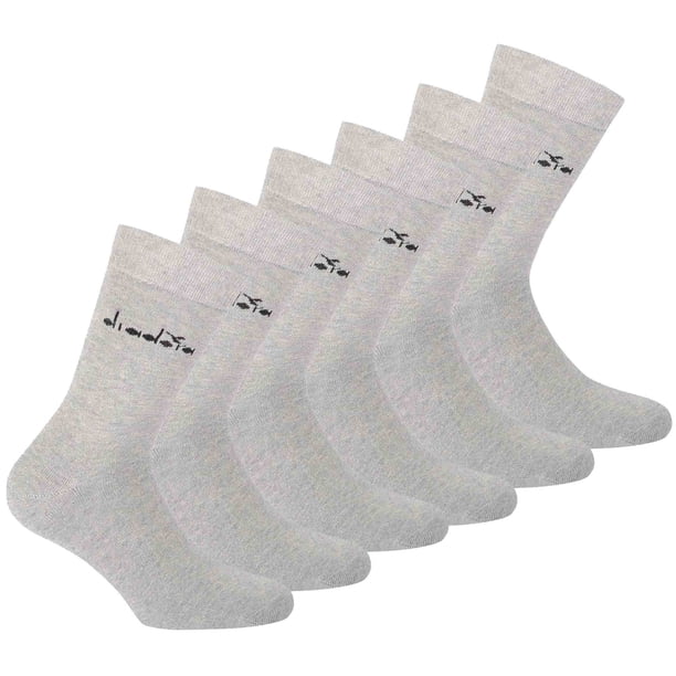 Diadora Calcetines Unisex, Paquete de 6 - Calcetines Deportivos, Algodón, Logotipo, color sólido Gris claro 43-46