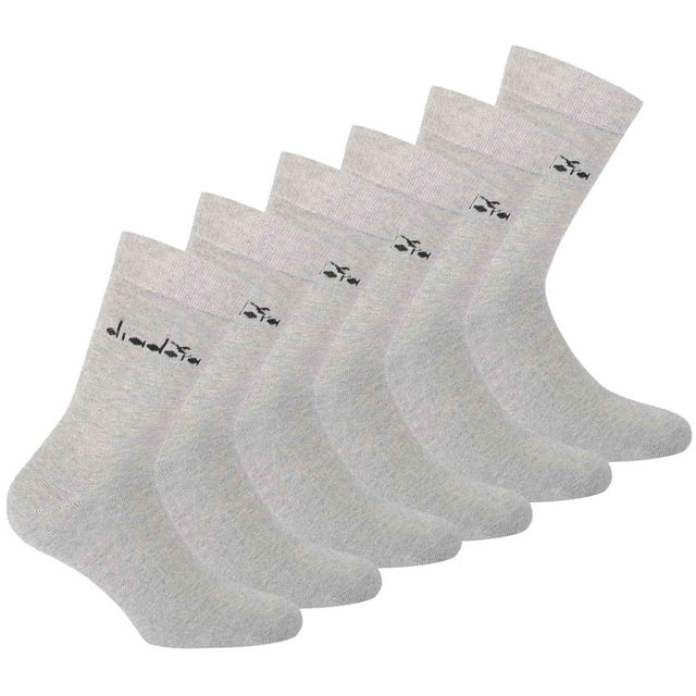 Diadora Calcetines Unisex, Paquete de 6 - Calcetines Deportivos, Algodón, Logotipo, color sólido Gris claro 43-46