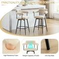 thumbnail image 5 of ONEVOG 26.7'' Swivel Counter Height Stools Set of 2, Modern Barrel Bar Stools with Backs & Arm Rest, Upholstered Linen Counter Chairs for Kitchen Island, Beige, 5 of 9