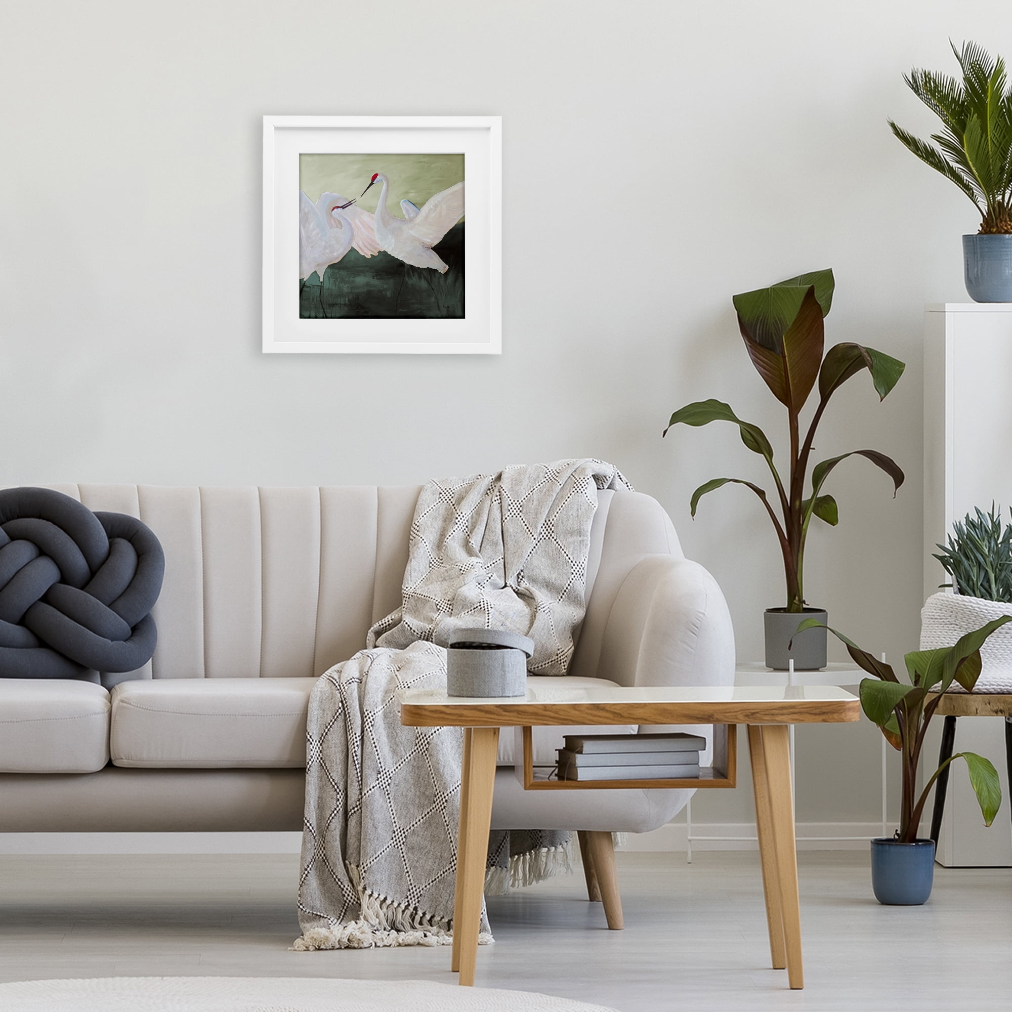 Stupell Industries White Sandhill Cranes White Framed Print Under Glass, design by Robin Maria