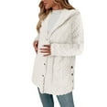 thumbnail image 4 of Fanxing Plus Size Fuzzy Coats for Women Cozy Warm Fleece Hooded Jacket Casual Soft Button Down Teddy Sherpa Outerwear 5XL, 4 of 8