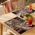 thumbnail image 4 of Sleeping Cat Vintage American Flag Placemats Set of 12 Funny Animal Place Mats Indoor Wipeable Table Mats Washable Cloth Dining Table Placemats for Kitchen Holiday Party Home Decor 13x19 Inch, 4 of 9