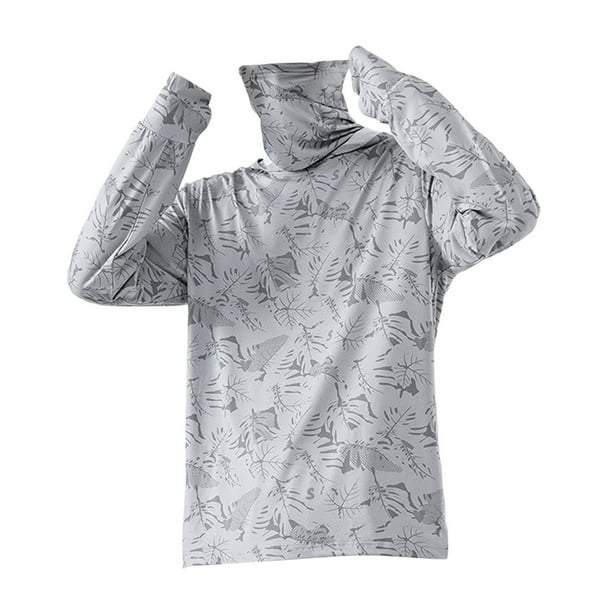 Sudadera con capucha y protección solar para hombre, ropa cómoda, fina y de secado rápido. Gris claro