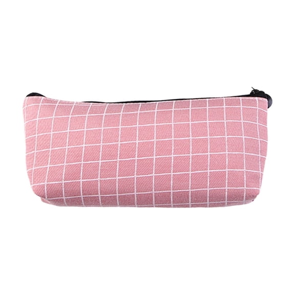 Tepsmf Solid Color Checkered Pencil Pouch For Students Korean Style Stationery Bag For Girls Boys Cute Zipper Pen Case School Organizer